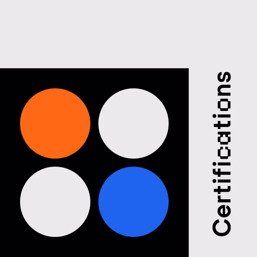 Auf dem Certifications Blog Thumbnail sind ein blauer, ein orangener und zwei hellgraue Kreise zu sehen.