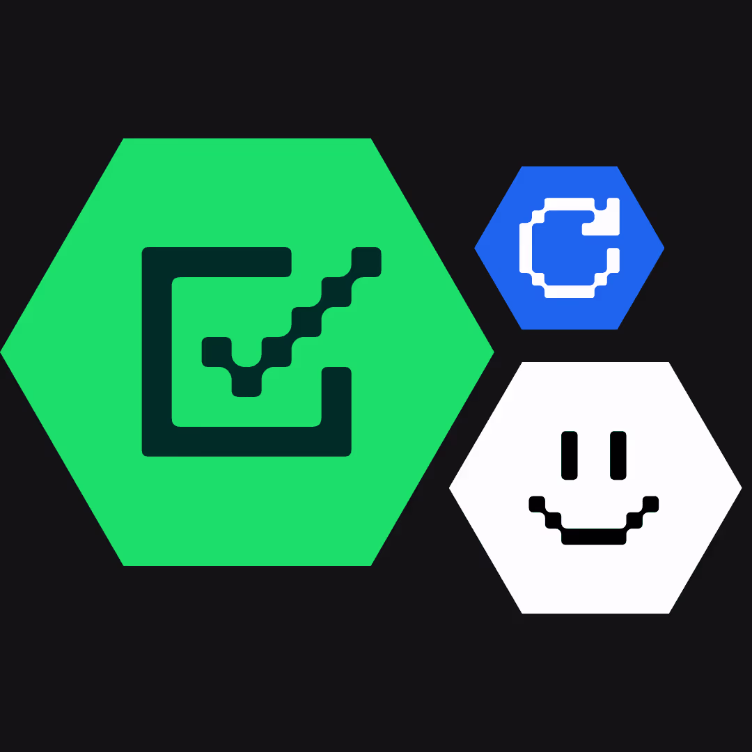 Headerbild des B2B-Glossar. Zu sehen sind 3 Sechsecke mit Icons in grün, weiß und blau.