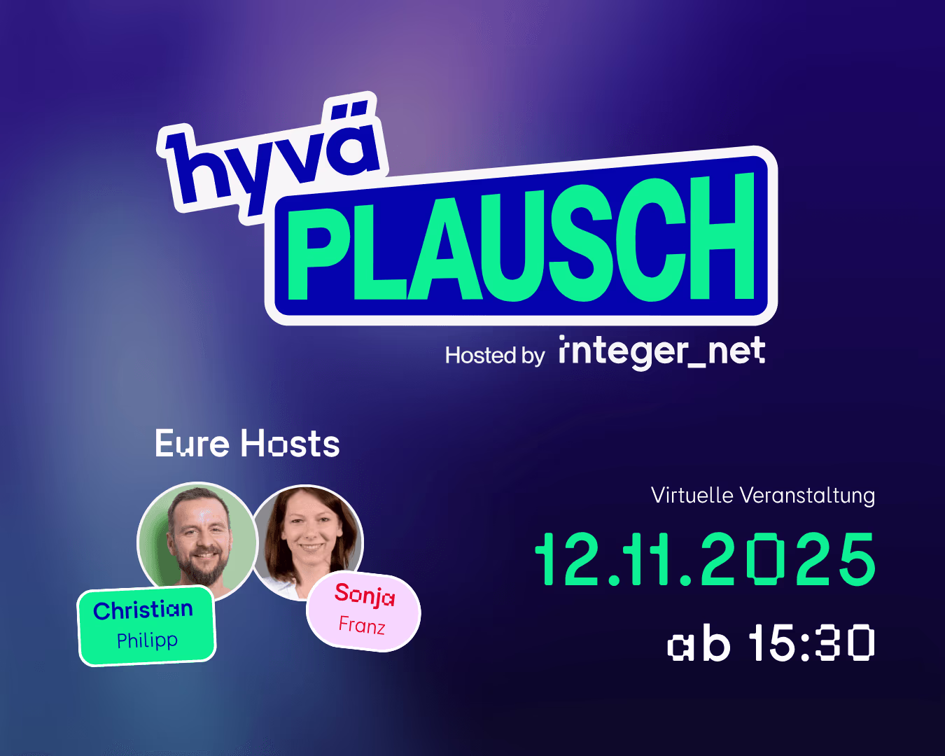Visualisierung zum Hyvä Plausch: 12.11.2025, online, ab 15:30!