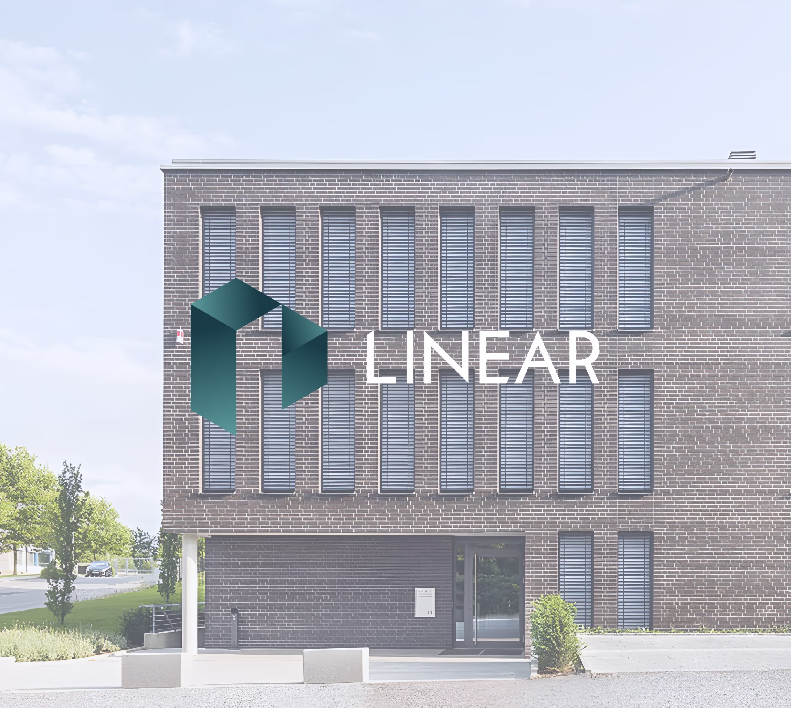 Image with LINEAR Logo and house in the background