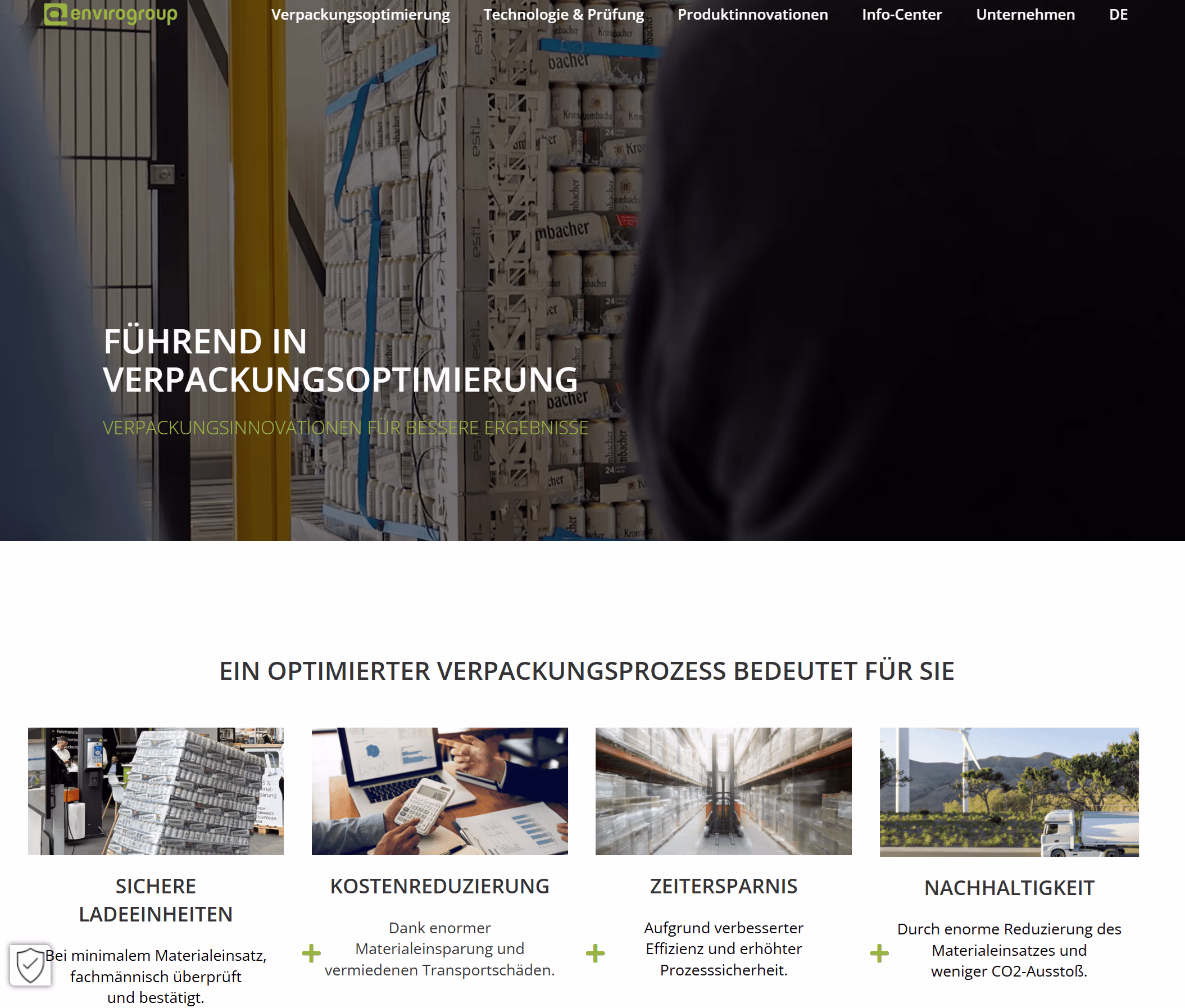 Screenshot der Website der Enviro Group