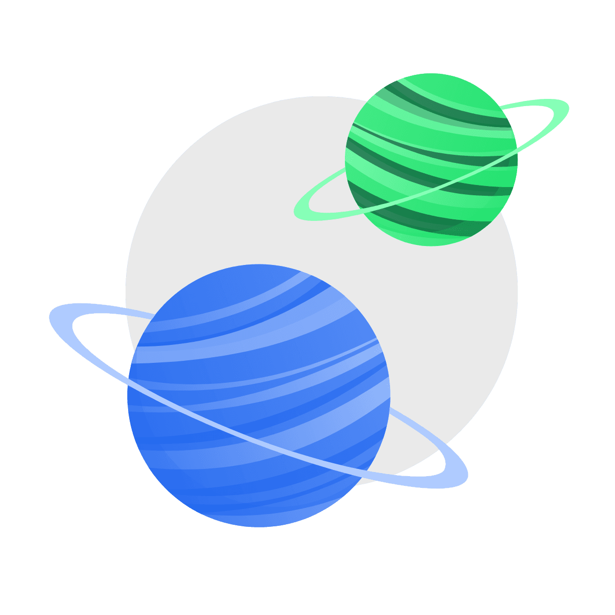 Zwei Planeten in Grün und Blau