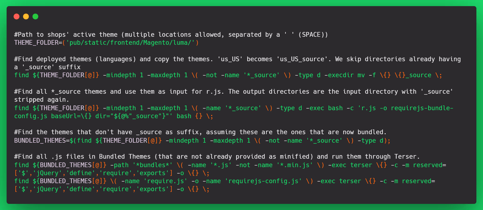 Code snippet for integer_net-bundle-bash-script