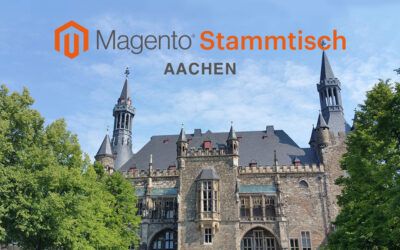 Bild vom Aachener Dom mit der Überschrift Magento Stammtisch Aachen